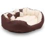 long rich Durable Bolster Sleeper Oval Pet Bed with Removable Reversible Insert Cushion and Additional Two Pillow, Brown to Beige Color, by Happycare Textiles