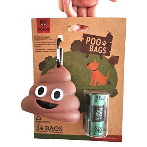 FOFOS Dog Poop Bag Holder Doggy Waste Bag Poop Bag Dispenser for Dog Waste Bags Includes 2 Roll 34 Bags
