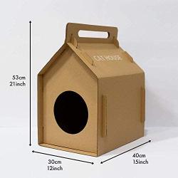 NEST Corrugated Cat Cardboard Pet House Tower Condo Apartment Pet Cat Furniture for Cats and Kittens Catnip Cave for Pets Kitties Cat Accessories Gingerbread Box House