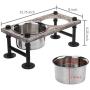 MyGift Torched Wood & Industrial Metal Elevated Double Pet Feeder Stand with 2 Stainless Steel Bowls