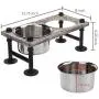 MyGift Torched Wood & Industrial Metal Elevated Double Pet Feeder Stand with 2 Stainless Steel Bowls MyGift Torched Wood & Industrial Metal Elevated Double Pet Feeder Stand with 2 Stainless Steel Bowls