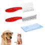 Huture 2 Pack Pet Detangling Comb Stainless Steel Plastic Handle Grooming Dog Cat Deshedding Removes Tangles Knots Tear Stain Poodle Finishing Butter Comb DIY Self Cleaning Slicker+1 towel