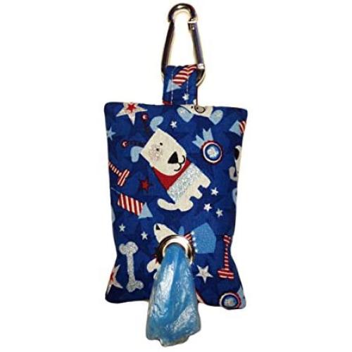 Barkertime Patriotic Doggie Dog Poop Bag Dispenser - Made in USA - Great Gift for Dog Owner