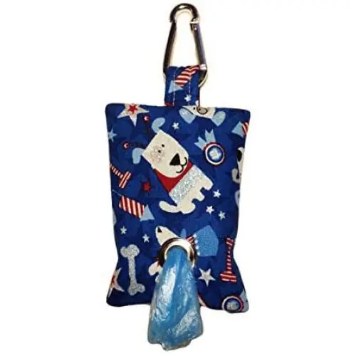 Barkertime Patriotic Doggie Dog Poop Bag Dispenser - Made in USA - Great Gift for Dog Owner