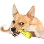 BEANDI Dog Chew Toys for Aggressive Chewers: Squeaky Dog Toys with Natural Rubber/Dog Toothbrush Pet Toys, Almost Indestructible and Durable Dog Toys for Medium/Small Pets (M, Yellow)