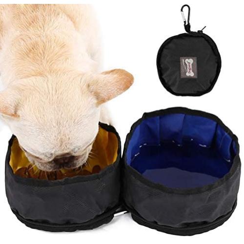 DORA BRIDAL 60oz Portable Pet Water/Food Bowl Container with Metal Hook,Foldable Large Capacity Dog Cat Drinking Feeder Cup Feeding Dish for Outdoor Travel Walk Hike,Waterproof Nylon Lightweight