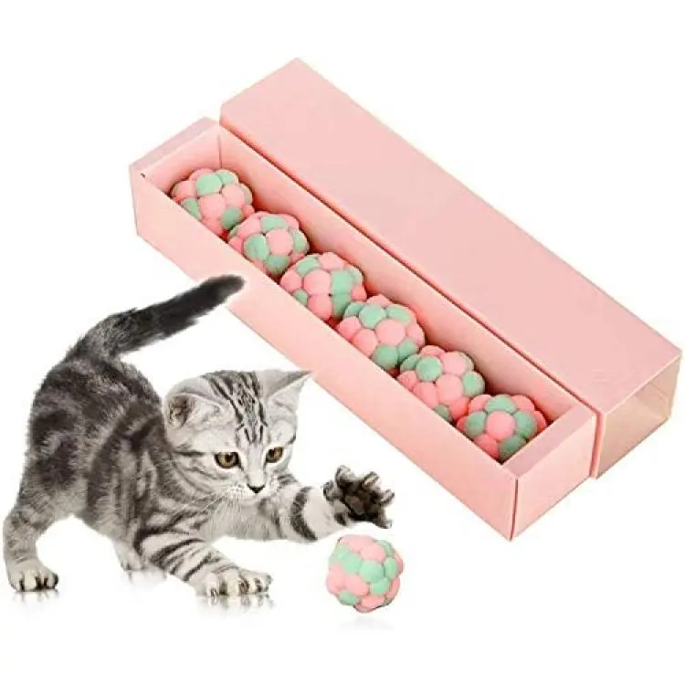 Plush Cats Balls with Bell, 6Pcs Cat Interactive Chewing Playing