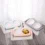 ocijf179 Pet Feeding Bowl Cat Dog Double Bowls Drinking Feeding Feeder Water Dispenser Food Container - Green