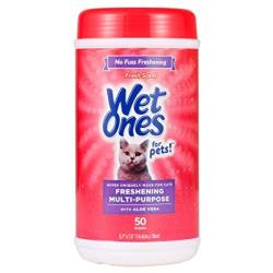 Wet Ones for Pets Freshening Multipurpose Wipes for Cats with Aloe Vera | Easy to Use Cat Cleaning Wipes, Freshening Cat Grooming Wipes for Pet Grooming in Fresh Scent | 50 ct Cannister Cat Wipes