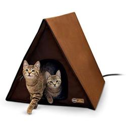 K&H PET PRODUCTS Outdoor Multi-Kitty A-Frame Chocolate 35 X 20.5 X 20 Inches Heated