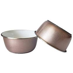 American Pet Supplies Set of 2 Deep Colored Stainless Steel Dog Bowls, Paw Print Design with Non-Skid Rubber Ring in Powder-Coated Finish