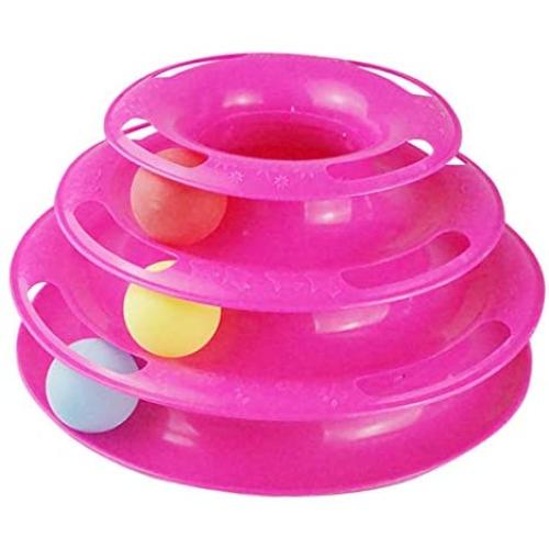 Interactive Cat Toy 3 Level Track Tower with Roller Balls,Exerciser Game,Teaser,Anti-Slip,Active Healthy Lifestyle,Improve Mental Simulation and Physical Play,Suitable for Multiple Cats