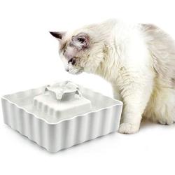 Ceramic Cat Water Fountain, Ceramic Pet Water Fountain, Ultra-Quiet Ceramic Cat Fountain with USB Port Pump| Automatic Water Dispenser for Cats and Dogs