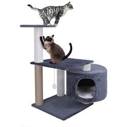 Cat Tree Tower Cat Scratch Posts Activity Centre with Plush Condos Nest,Scratcher Board,Basket Perch,Platform,Scratching Post,Ball Toy,Multi-Level Cat Tower Play House Playgournd for Cats Kittens,75cm