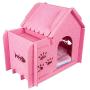 GEX Cat House Indoor Condos Felt Furniture Large Box 23.6 x 15.6 x 20.5Inch with Windows for Pets/Cats with Soft Cat Bed Mat (Pink)