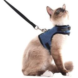 SCENEREAL Escape Proof Cat Harness and Leash - Adjustable Soft Mesh Vest Harness for Rabbits Puppy Kittens, XL