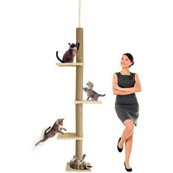 Downtown Pet Supply Deluxe Interactive Cat Scratching Sisal Posts Tree and Exerciser for Kitty, Interactive Cat Toys (Regular, Premium, Giant, Tall 4-Level Scratch Post)