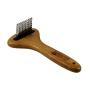Bamboo Groom Dematting Rake with Stainless Steel Serrated Blades for Pets, Small/Medium