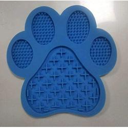 Paw Shape Pet Dog Lick Mat Slow Feeder Bowl with Suction Cups (Blue)