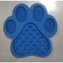 Paw Shape Pet Dog Lick Mat Slow Feeder Bowl with Suction Cups (Blue)