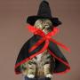 Weewooday 4 Pieces Halloween Pet Costume Set Including 2 Vampire Costume Cloaks 1 Pet Witch Hat and 1 Horn Hat for Cat and Dog Role Play Party Supplies