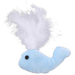 ocijf179 Pet Toy Cat Chew Toy Super Soft Plush Whale Shape Interactive Entertainment Pet Supply - Blue