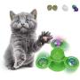 Windmill Cat Toy, Interactive Cat Toy, Cat Toys with Led Ball and Catnip Ball, Bells Portable Turntable Massage Scratch Hair Brush Funny Kitty Gift (Pink)
