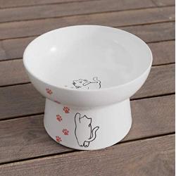 Raised Cat Bowl,Elevated, Porcelain Made, Pet Supplies, Backflow Prevention, Stress Free, Small to Medium, Safety Choice for Your Lovely pet, Superior for Wet and Dry Food…