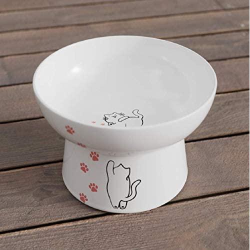 Raised Cat Bowl,Elevated, Porcelain Made, Pet Supplies, Backflow Prevention, Stress Free, Small to Medium, Safety Choice for Your Lovely pet, Superior for Wet and Dry Food…