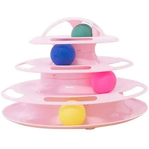 ikjuh Cat Turntable Toys Interactive Round Pet Toys 4 Layers Plastic Ball Rocking Roller for Cats Kitten IQ Training Puzzle Track Tower with Balls (Pink) ikjuh Cat Turntable Toys Interactive Round Pet Toys 4 Layers Plastic Ball Rocking Roller for Cats Kitten IQ Training Puzzle Track Tower with Balls (Pink)