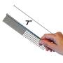 Premium Stainless Steel Metal Comb for Dogs and Cats | Detangler Grooming Brush for Pets with Short and Long Hair | Removes Knots, Tangles, Matted Fur and Knotted Hair