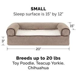 Furhaven Pet Dog Bed - Cooling Gel Memory Foam Faux Fleece and Chenille Soft Woven Traditional Sofa-Style Living Room Couch Pet Bed with Removable Cover for Dogs and Cats