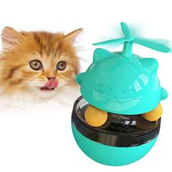 Cat Toy Interactive Cat Tumbler Toy Ball Pet Treat Leaking Toy with Dual Rolling Balls & Teasing Wand for Cats Kitten Puppy Exercise (Blue)