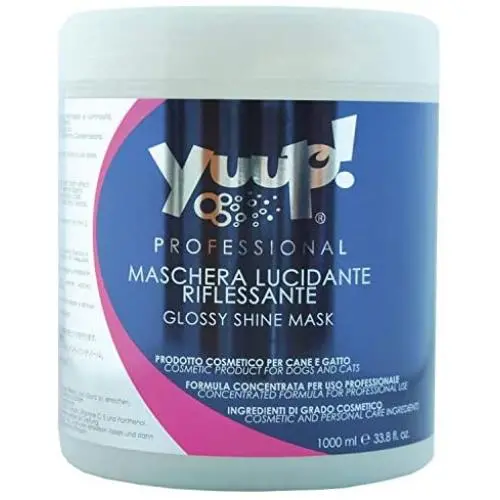 YUUP! Italy Professional Glossy Shine Hair Mask for Dogs and Cats - Ideal for Dark and Black Coats - Shining & Hydrating with Argan Oil and Wheat Germ (33.8 oz / 1000 ml) YUUP! Italy Professional Glossy Shine Hair Mask for Dogs and Cats - Ideal for Dark and Black Coats - Shining & Hydrating with Argan Oil and Wheat Germ (33.8 oz / 1000 ml)