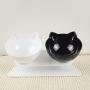 ocijf179 Cat Bowl Double/Single Cat Dog Water Food Bowl with Raised Stand Pet Feeder Supplies - Black + Clear Double Bowl