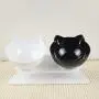ocijf179 Cat Bowl Double/Single Cat Dog Water Food Bowl with Raised Stand Pet Feeder Supplies - Black + Clear Double Bowl
