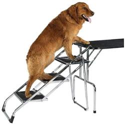 Master Equipment Steel Portable Pet Stairs – Sturdy Fold Flat Stairs Help Older Dogs Climb onto Grooming Tables