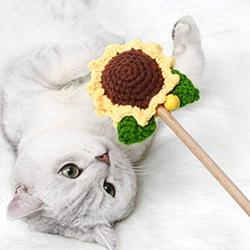 ocijf179 Cat Toy Pet Cat Kitten Wood Handle Stick Sunflower Catnip Teaser Interactive Chew Toy - Sunflower