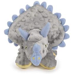 goDog Dinos Triceratops With Chew Guard Technology Tough Plush Dog Toy, Grey, Large