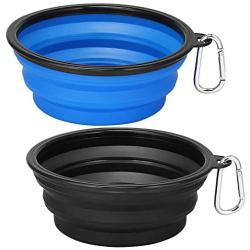 Kytely 2 Pack Extra Large Collapsible Dog Bowls, 34oz Foldable Dog Travel Bowls, Portable Dog Water Food Bowl with Carabiner, Pet Feeding Cup Dish for Traveling, Walking, Parking