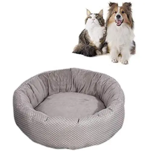YUNDING Small Medium Dog Bed with Cool Mat and Toy Ball Pet House Short Plush Round Puppy Home Bottom Antislip Waterproof for Dog Cat Puppy(Color:Gray,Size:M) YUNDING Small Medium Dog Bed with Cool Mat and Toy Ball Pet House Short Plush Round Puppy Home Bottom Antislip Waterproof for Dog Cat Puppy(Color:Gray,Size:M)