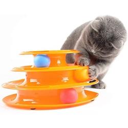 Chenyouwen Pet Toys Great Interactive 3 Layers Tower of Tracks Balls Cat Toy (Orange) (Color : Orange)