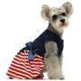 Fitwarm 100% Cotton Striped Dog Dress Doggie Clothes Puppy Vest Dress Pet Cat Apparel Blue Red