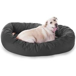 Majestic Pet Poly-Cotton Bagel Dog Bed for Dogs & Cats, Calming Round Donut Dog Bed Cuddler Washable Multiple Sizes & Colors