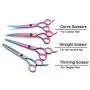 Professional Dog Grooming Scissors Set,Straight, Thinning ,Curved Scissors ,4pcs Set for Dog Grooming (rainbow)