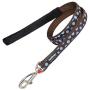 Red Dingo Designer Dog Lead, Blue Spots on Brown (15mm x 1.2m) S