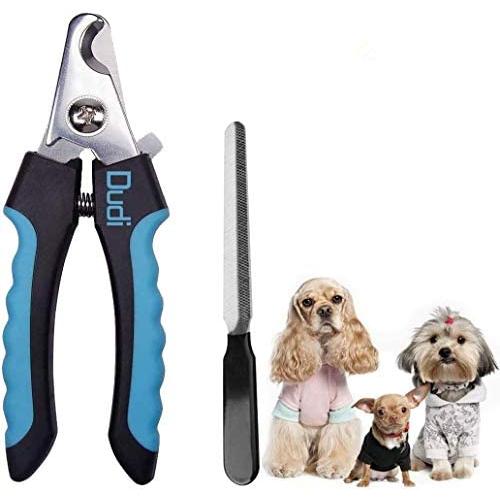 Dudi Dog Nail Clippers for Small Medium Breeds and Cat Nail Clippers with Nail File - Razor Sharp Stainless Steel Blades - Non Slip Handles - Suited for Small and Medium Animals and Pets