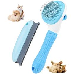 Premium Pets Self Cleaning Slicker Brush, Cat Dog Hair Remover Animal Hair Remover Set, Base Efficient & Great for Daily Grooming - Suitable for Long and Short Hair (Sky & Light Blue)