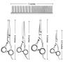 Beinhome Dog Grooming Scissors Kit with Safety Round Tip,5pcs Stainless Steel Heavy Duty Titanium Coated Pet Grooming Trimming Set,thinning,Straight,Curved Shears Comb for Long Short Hair for Pet