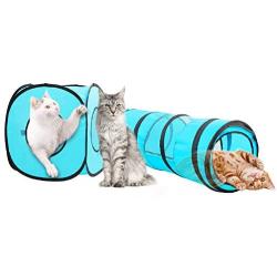PAWISE Cat Toys Cat Tunnel and Cat Cube Pop Up Collapsible Kitten Indoor Outdoor Toys